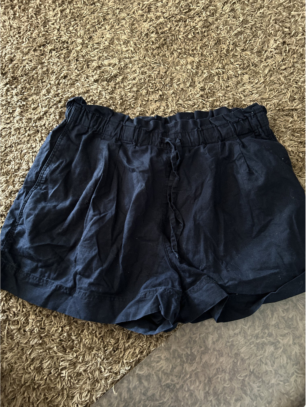 Uniqlo Women's Navy Blue Linen Cotton Blend Shorts Size L
